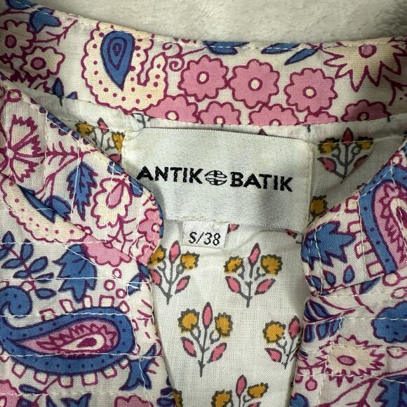Antik Batik Helene Quilted Jacket Womens Size Small Cotton Pink Floral $335 - Picture 5 of 13